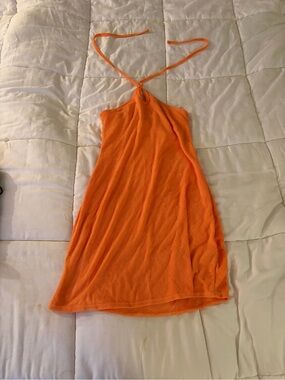 Women's Orange Halter Dress